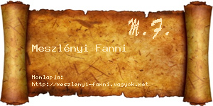 Meszlényi Fanni névjegykártya